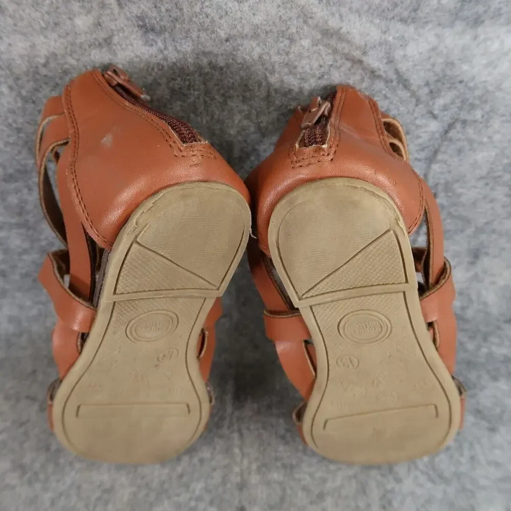 Wonder Nation Shoes Kids 13 Sandals Casual Strappy Flats Zip Girls Toddler Brown